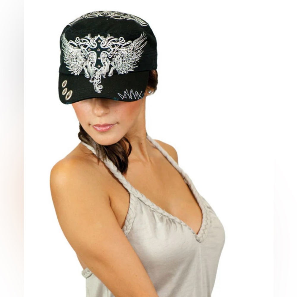 Women’s Cap Cadet, Poly-cotton w/Embroidery & Rhinestone New